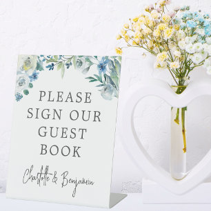 Expositor En L Moda Blue White Spring Floral Guest Book