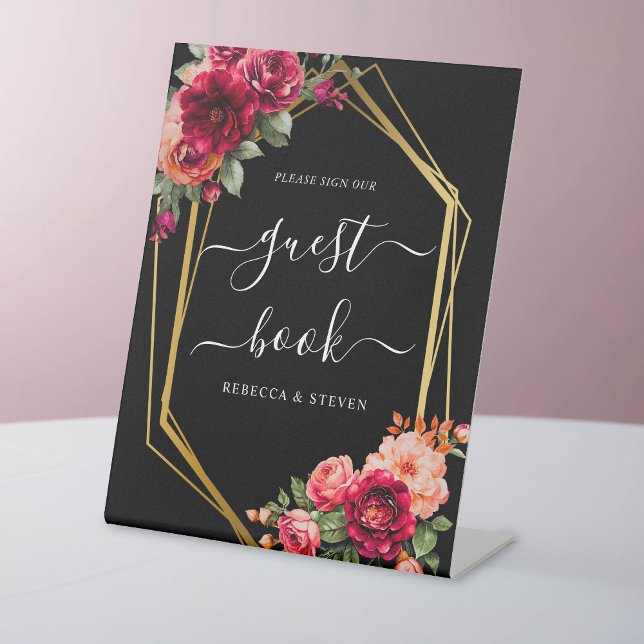 Expositor En L Moda boda floral negro rojo (Subido por el creador)