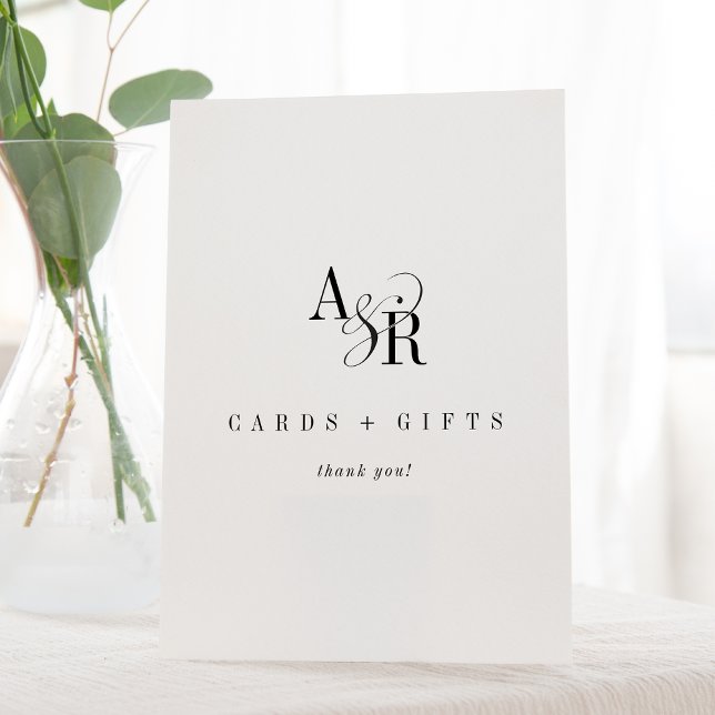Expositor En L MODA clásica de ANDREA Tarjetas de matrimonio únic (ANDREA Classic Chic Unique Wedding Cards and Gifts Pedestal Sign)