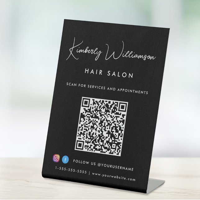 Expositor En L Moda de negocio Firma Script Código QR Negro (Subido por el creador)