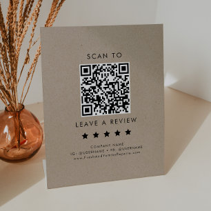 Expositor En L Moda Faux Kraft Business QR Code Dejar Una Revisió