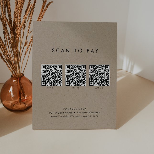 Expositor En L Moda Faux Kraft Business QR Code Scan To Pay (Subido por el creador)