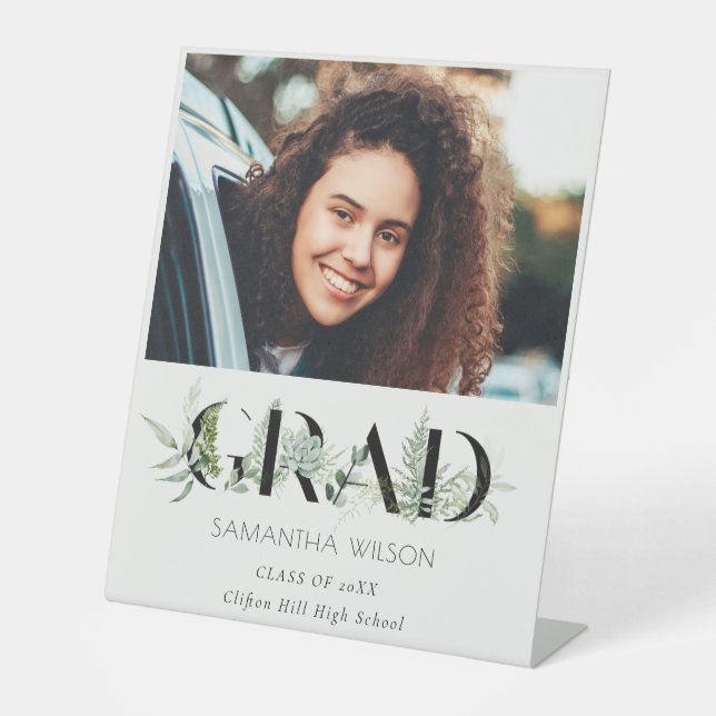 Expositor En L Moda Leafy Fern Suculent Foliage Photo Graduation (Anverso)