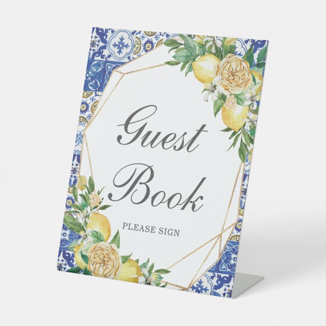 Expositor En L Moda Lemon Yellow Floral Guest Book Tabletop (Anverso)
