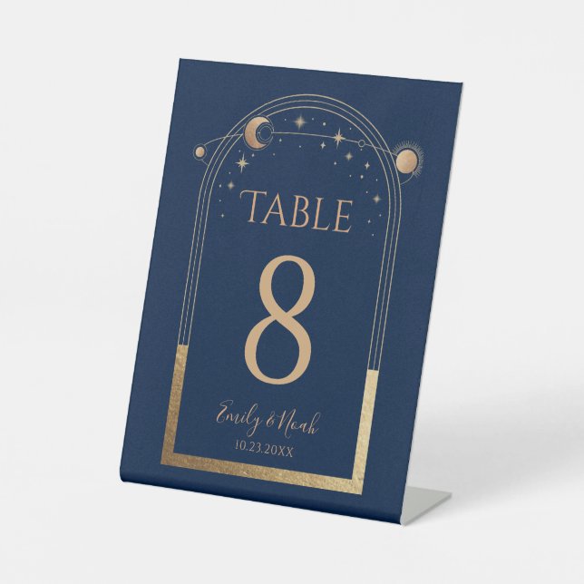 Expositor En L Moda mística Oro Azul Sol Moon Stars Boda (Anverso)