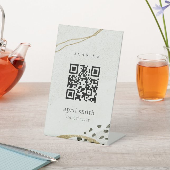 Expositor En L Moda Resumen Código QR de Piedra Gris Negra de Mar (In Situ)