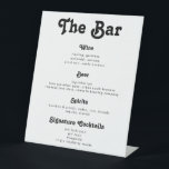 Expositor En L Moda Retro Vintage Wedding Bar Menú<br><div class="desc">El bar está abierto. Moda Boda Bar Menú Rótulo con tipografía de inspiración retro y un toque de época - un menú de moda de bebidas blancas y negras para su boda o cualquier otra celebración. Simplemente ponga en su propio menú de bebidas - todos los colores (color de fondo...</div>