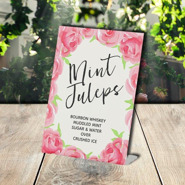 Expositor En L Moda Rosas Rosadas Rosas Rosas Bridales Ducha De M (Pink Roses Bridal Shower Mint Juleps Pedestal Sign)