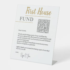 Expositor En L Moda White & Gold Elegant Código QR Fondo para la 