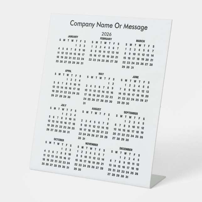 Expositor En L Modern 2026 Calendar Company Name (Anverso)