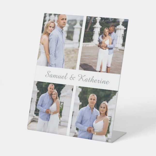 Expositor En L Modern 4 Photo Collage & Script Name Couple (Anverso)