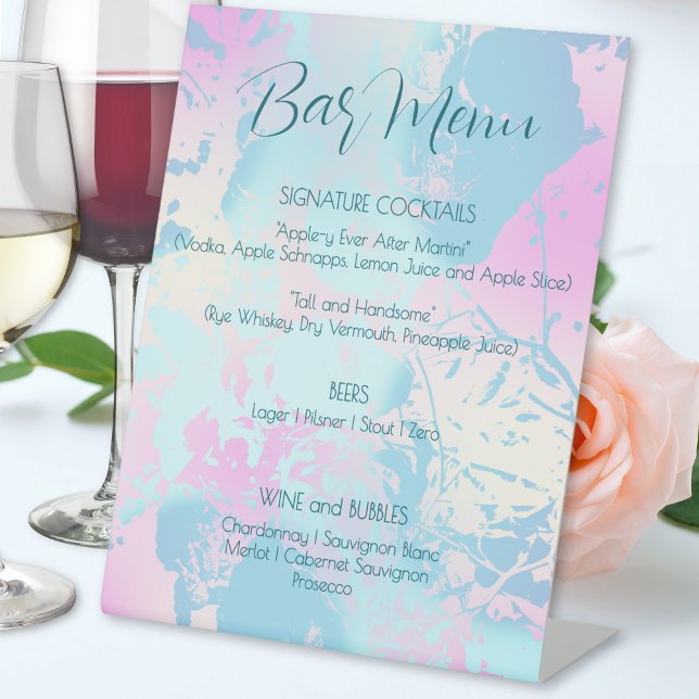 Expositor En L Modern Abstract Pastel Wedding Bar Menu (Subido por el creador)