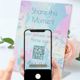 Expositor En L Modern Abstract Pastel Wedding Photo Share QR Code