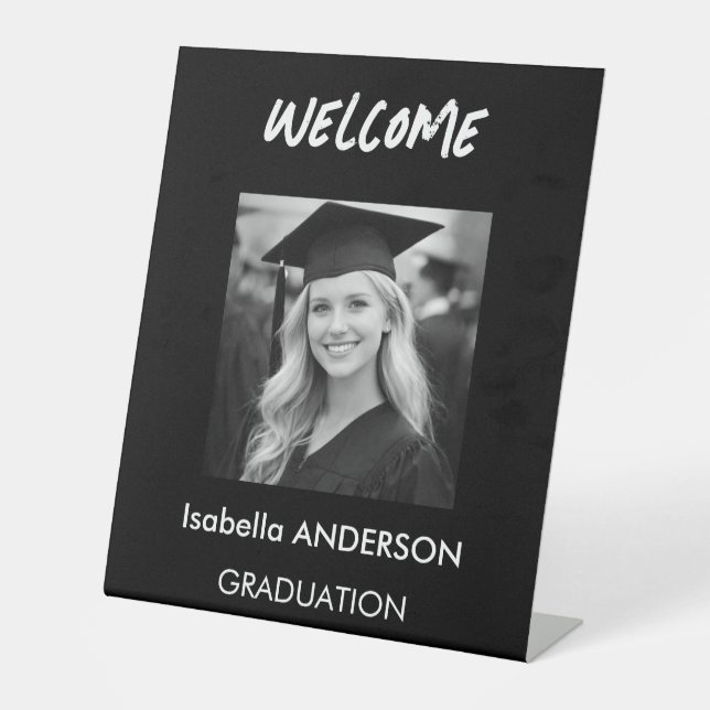 Expositor En L Modern Black and White Graduation Party (Anverso)