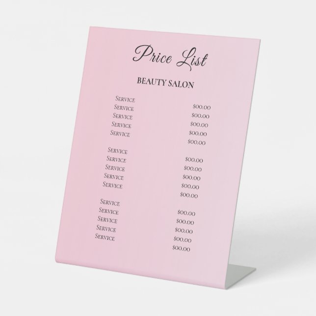 Expositor En L Modern Elegant Beauty Salon Price List (Anverso)