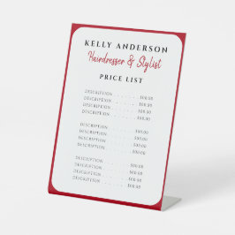 Expositor En L Modern Feminine Red Border Hairdresser Price List