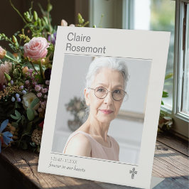 Expositor En L Modern Funeral Photo Cross Pedestal Sign