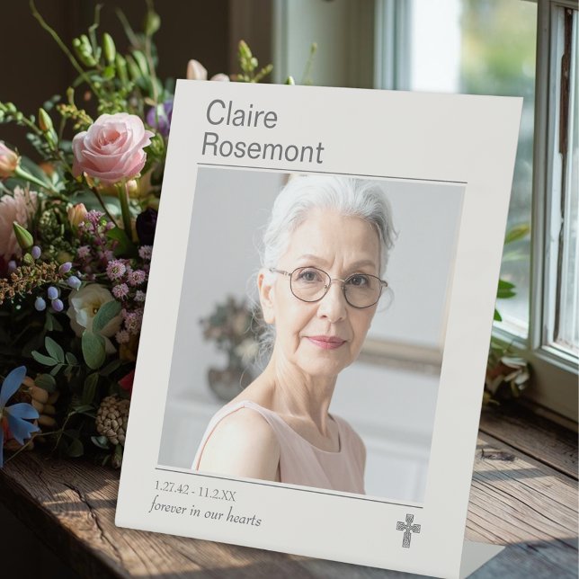 Expositor En L Modern Funeral Photo Cross Pedestal Sign (Modern Funeral Photo Cross Pedestal Sign
)