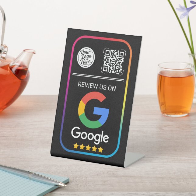 Expositor En L Modern Google Review QR Code Business Black (In Situ)