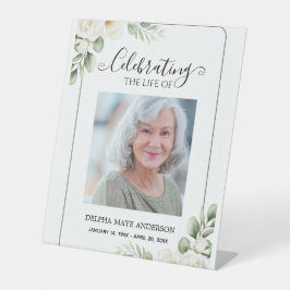 Expositor En L Modern Green and White Floral Pedestal Sign