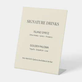 Expositor En L Modern Minimal Wedding Signature Drinks Sign