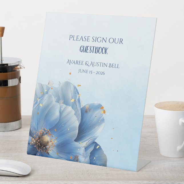 Expositor En L Modern Minimalist Gold and Blue Poppy  (In Situ)