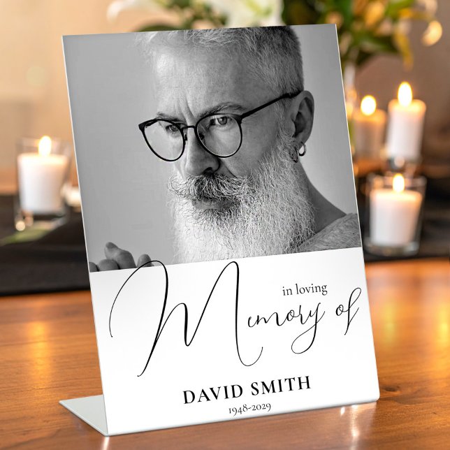 Expositor En L Modern Minimalist With Photo In Loving Memory (Modern Minimalist With Photo In Loving Memory Pedestal Sign)