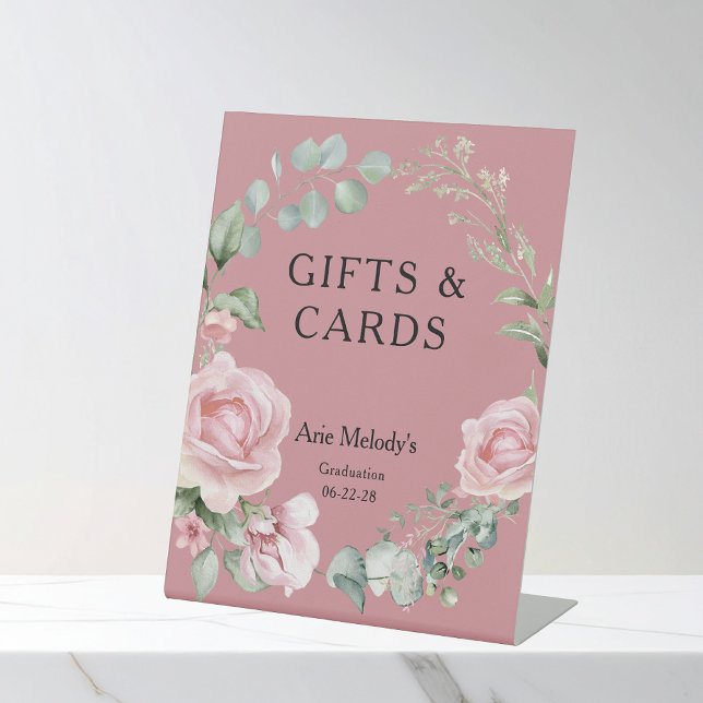 Expositor En L Modern Pink Roses Script Graduation Gifts & Cards (Subido por el creador)