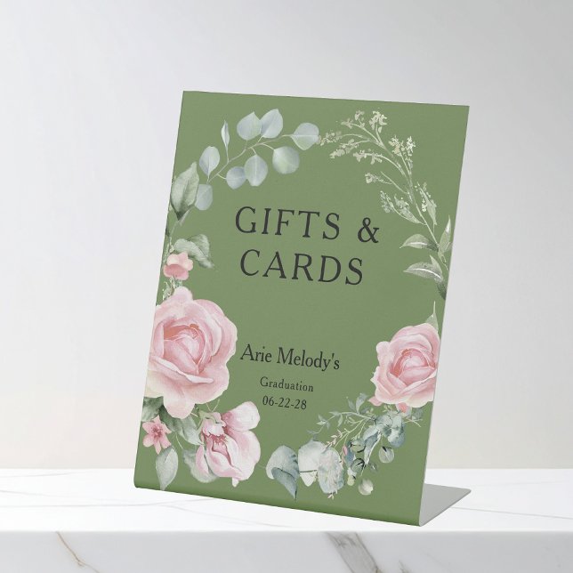Expositor En L Modern Pink Roses Script Graduation Gifts & Cards (Subido por el creador)