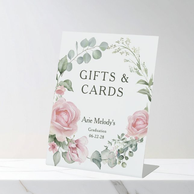 Expositor En L Modern Pink Roses Script Graduation Gifts & Cards (Subido por el creador)