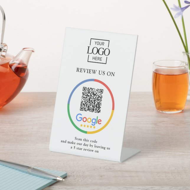 Expositor En L Modern Promotional Google Reviews QR Code Business (In Situ)