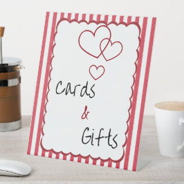 Expositor En L Modern Red Chalk Stripe Triple Heart Cards & Gifts
