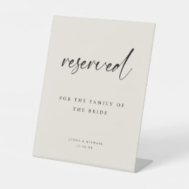 Expositor En L Modern "Reserved" Beige Script Wedding