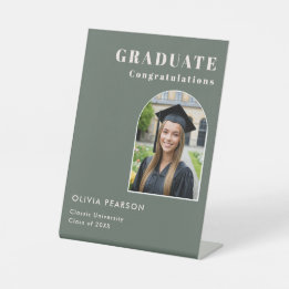Expositor En L Modern Sage Green Graduation Photo Tabletop