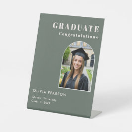 Expositor En L Modern Sage Green Graduation Photo Tabletop