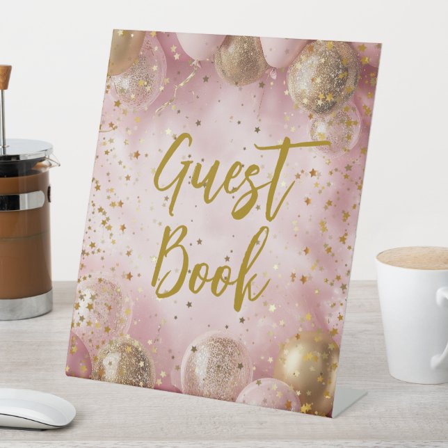 Expositor En L Modern sweet 16 pink gold balloons (In Situ)