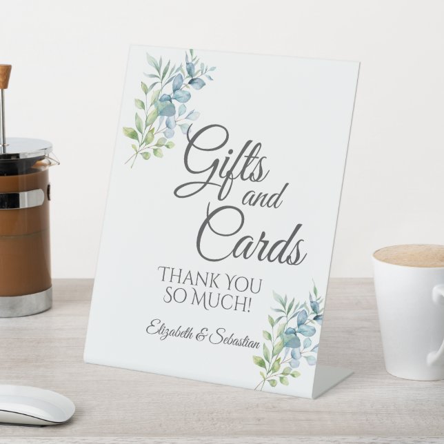 Expositor En L Modern Watercolor Eucalyptus Greenery Wedding (In Situ)