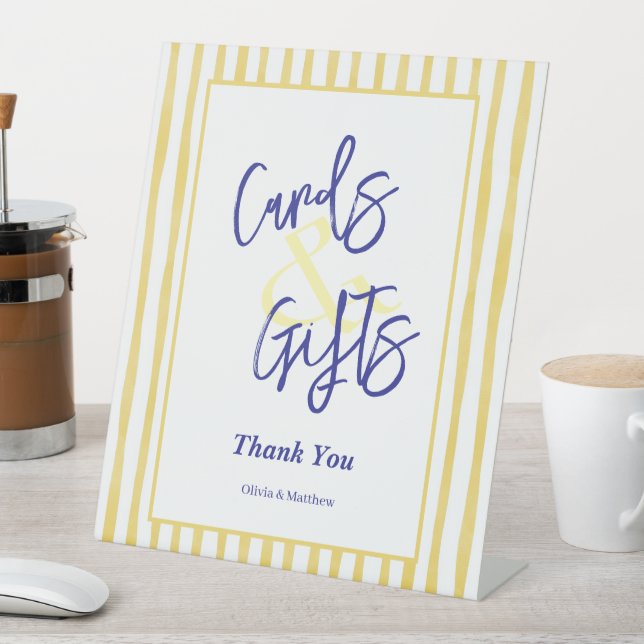 Expositor En L Modern Yellow Stripe Hand Drawn Wedding (In Situ)