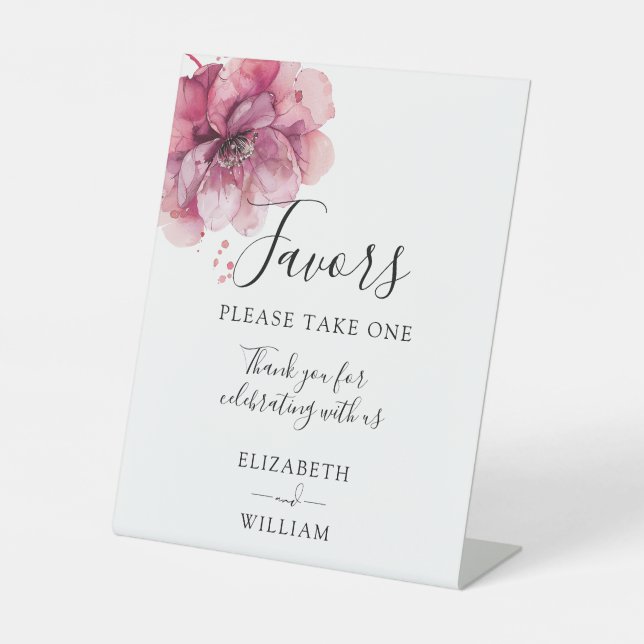 Expositor En L Moderna acuarela Rosa polvoriento favorece la boda (Anverso)