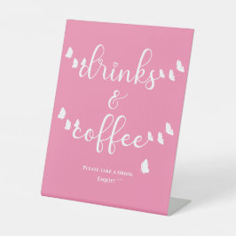 Expositor En L Moderna caligrafía de mariposa bebida y café