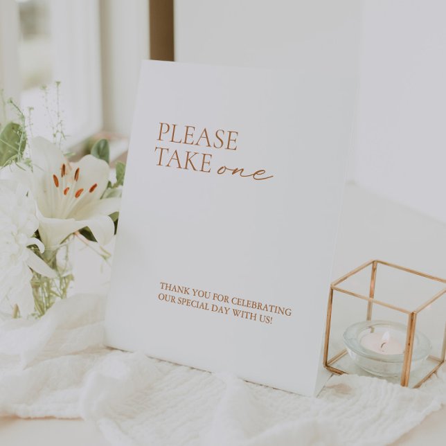 Expositor En L Moderna caligrafía elegante favores blancos (Modern Elegant Calligraphy White Favors Pedestal Sign)