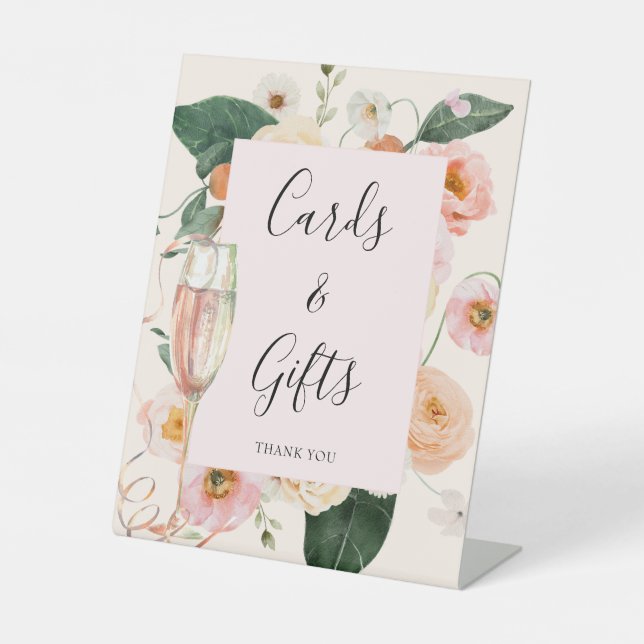 Expositor En L Moderna ducha de novia con champán rosa (Anverso)