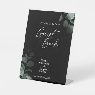 Expositor En L Moderna vegetación Boda negro Rótulo de libros de