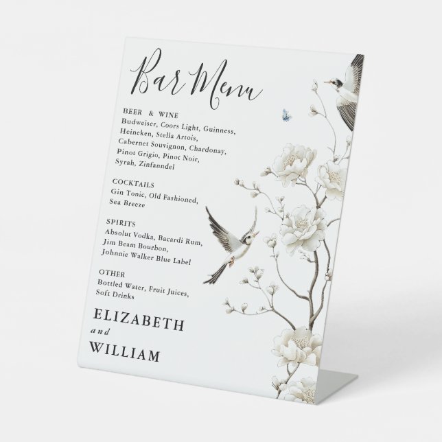 Expositor En L Moderna y elegante Chinoiserie Boda de menú de bar (Anverso)