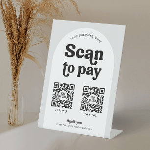 Expositor En L Moderno barrido retro mínimo para pagar 2 QR de pa