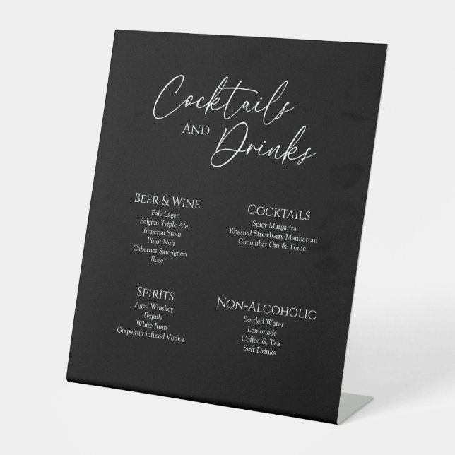Expositor En L Moderno Boda negro clásico bebe Rótulo bar (Anverso)