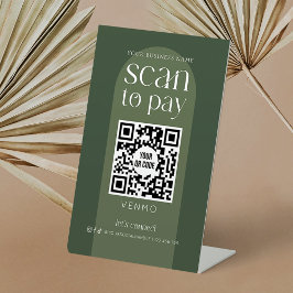 Expositor En L Moderno Boho Sage Green Scan Para Pagar QR Code Sh