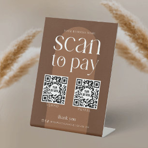 Expositor En L Moderno Boho Terracotta Scan To Pay 2 QR Codes