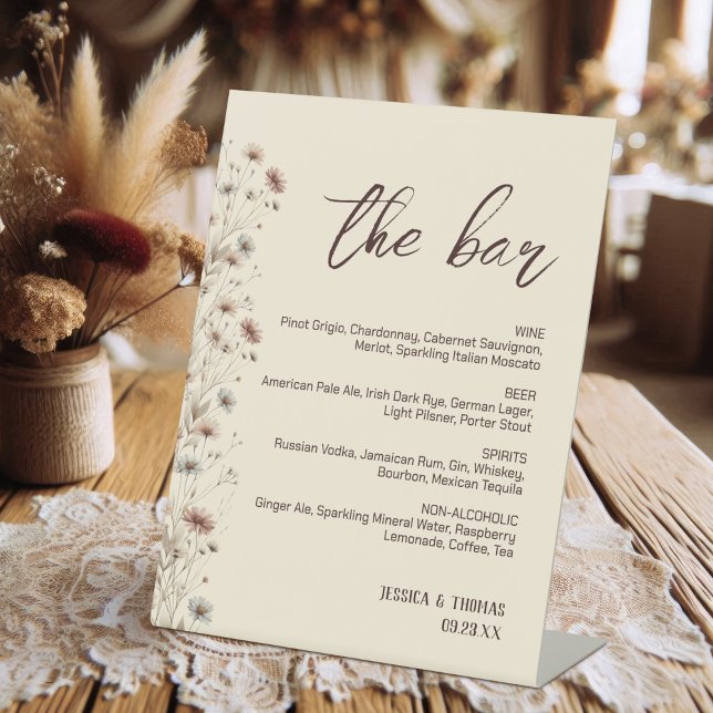 Expositor En L Moderno Boho Wildflowers Boda Bar & Bebidas Menú (Subido por el creador)