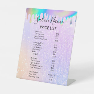 Expositor En L Moderno menú de precios holográficos del arcoiris
